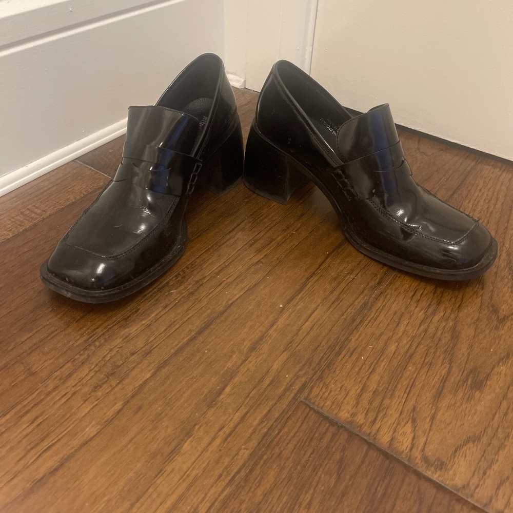 Jeffrey Campbell Black Patent Heeled Loafers
